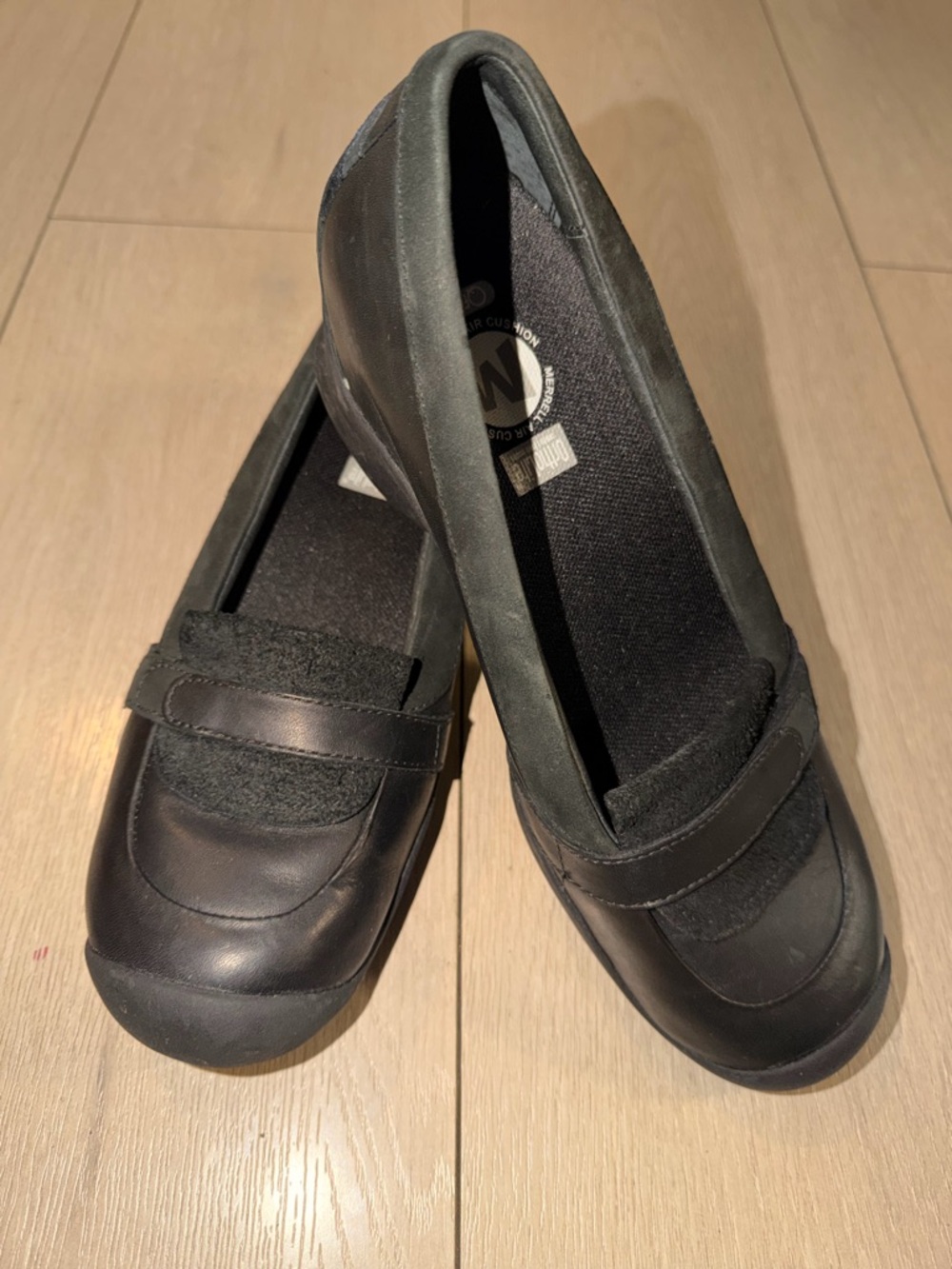 Merrell Black Slip-On Loafers with Textured Vamp